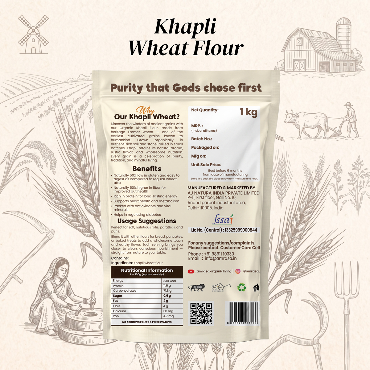 Khapli Stone-Grounded Wheat Flour