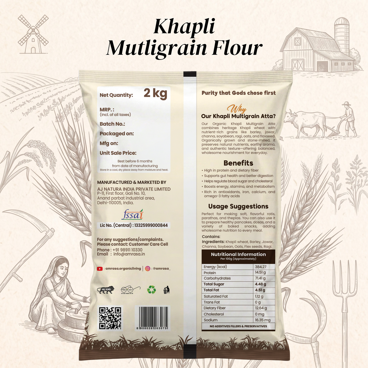 Khapli Multigrain Stone-Grounded Flour