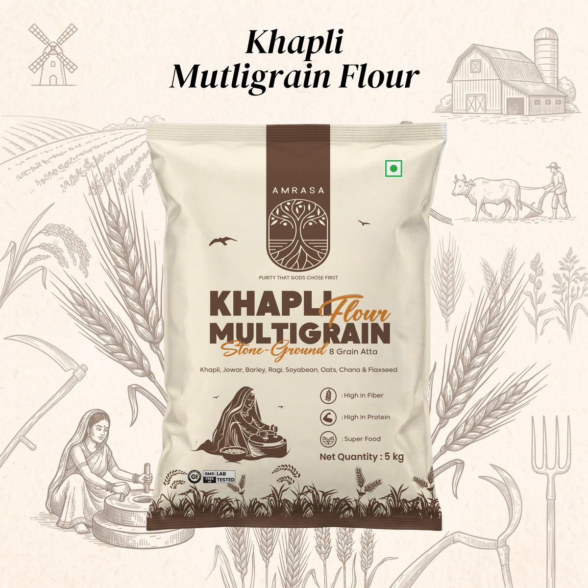 Khapli Multigrain Stone-Grounded Flour