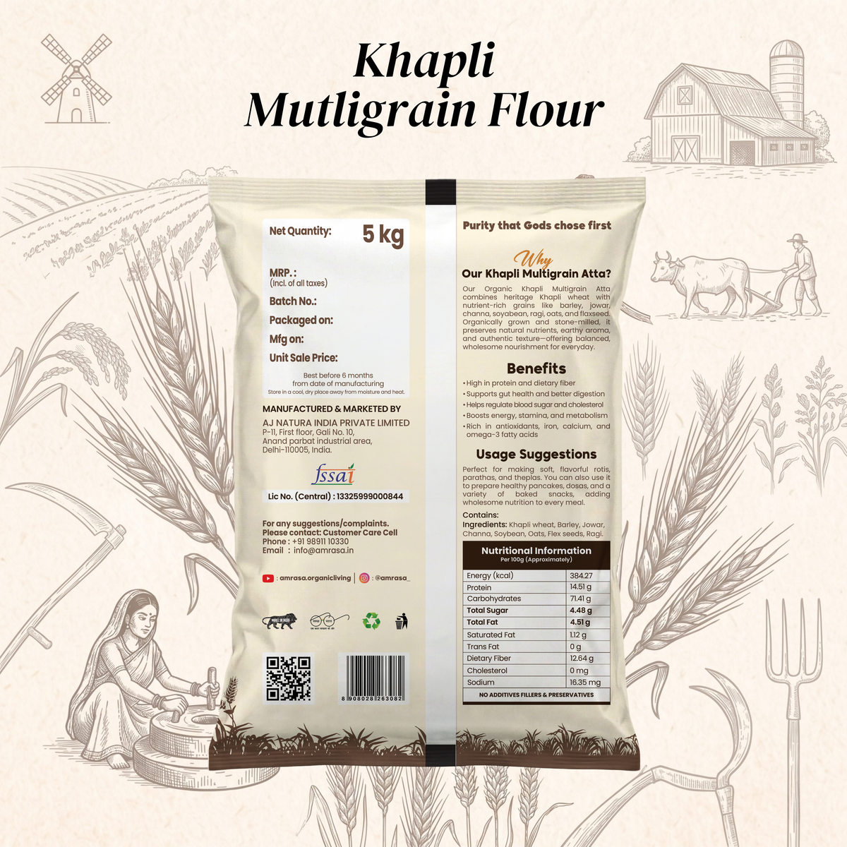 Khapli Multigrain Stone-Grounded Flour