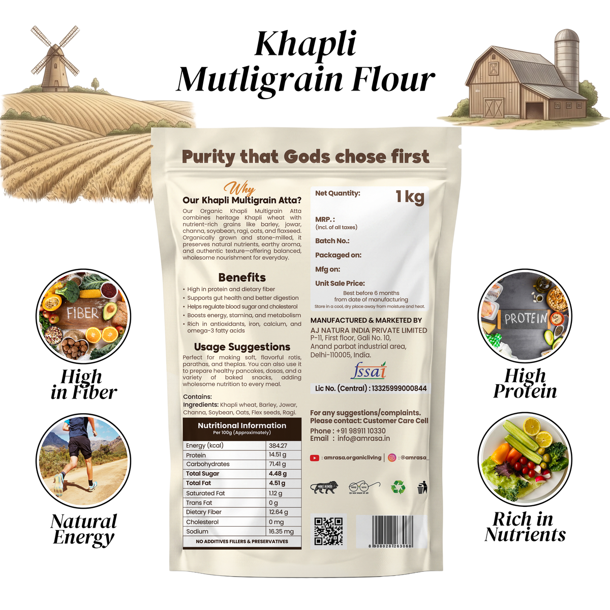 KHAPLI MULTIGRAIN FLOUR COMBO OFFER (5KG + 5KG)