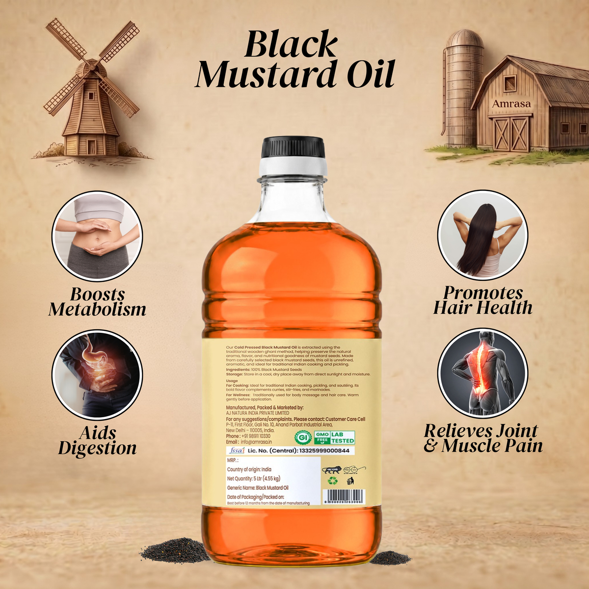 Cold Pressed Black Mustard Oil 5kg