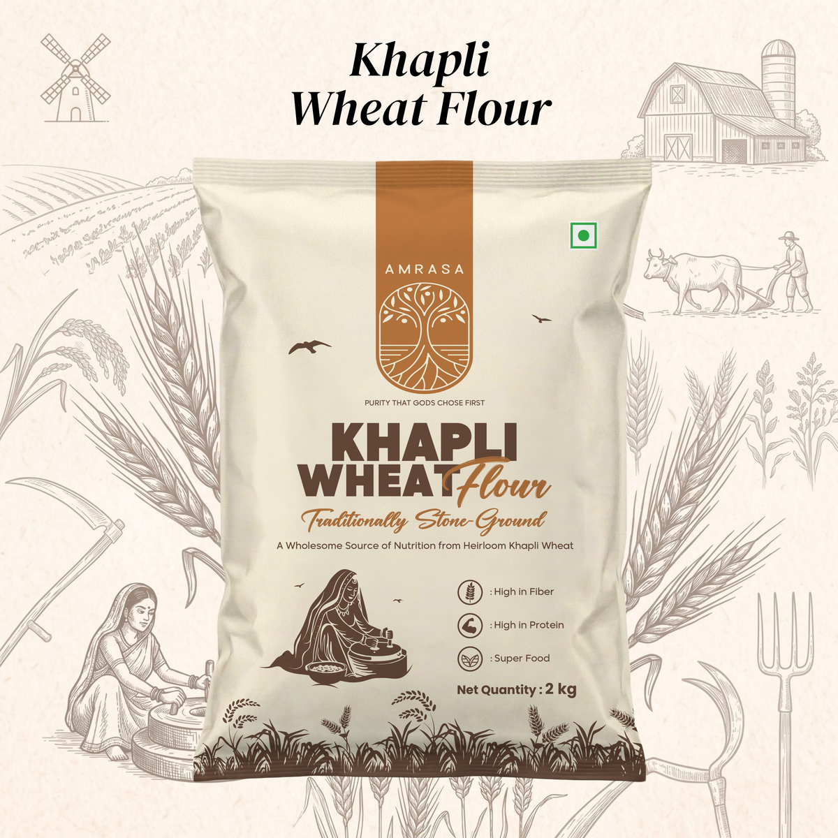 Khapli Stone-Grounded Wheat Flour