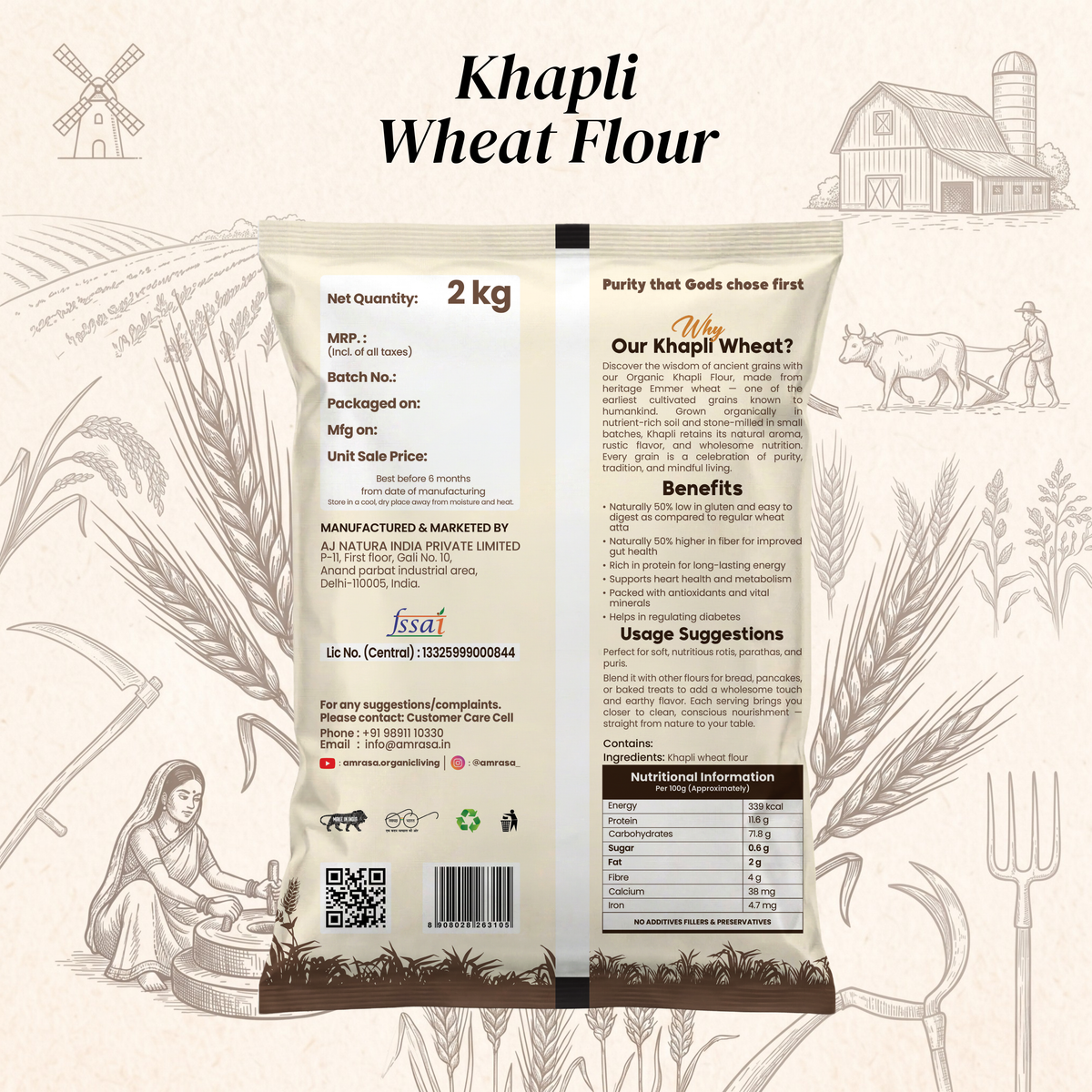 Khapli Stone-Grounded Wheat Flour