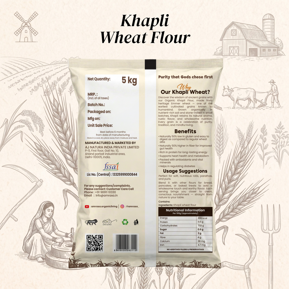 Khapli Stone-Grounded Wheat Flour