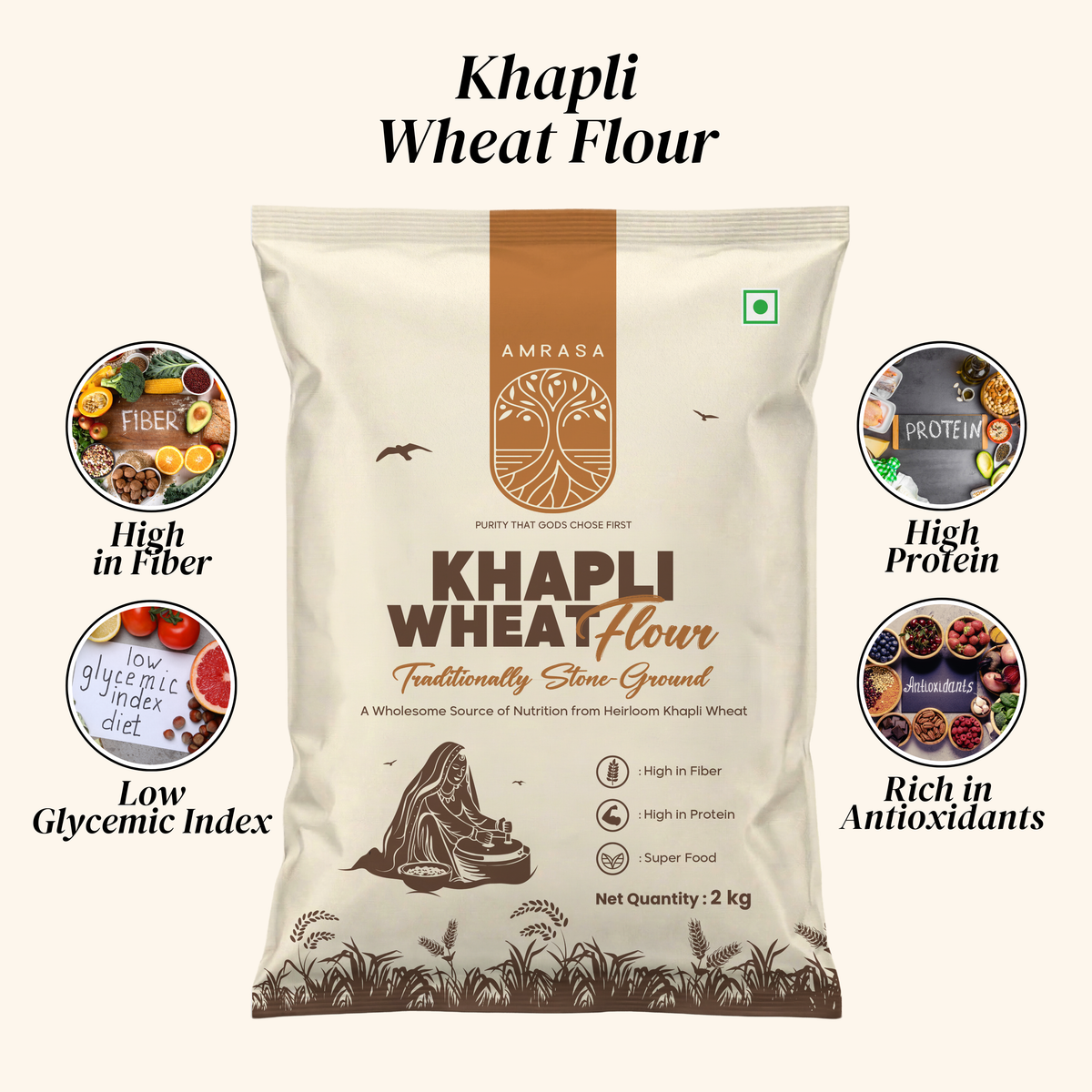 Khapli Stone-Grounded Wheat Flour