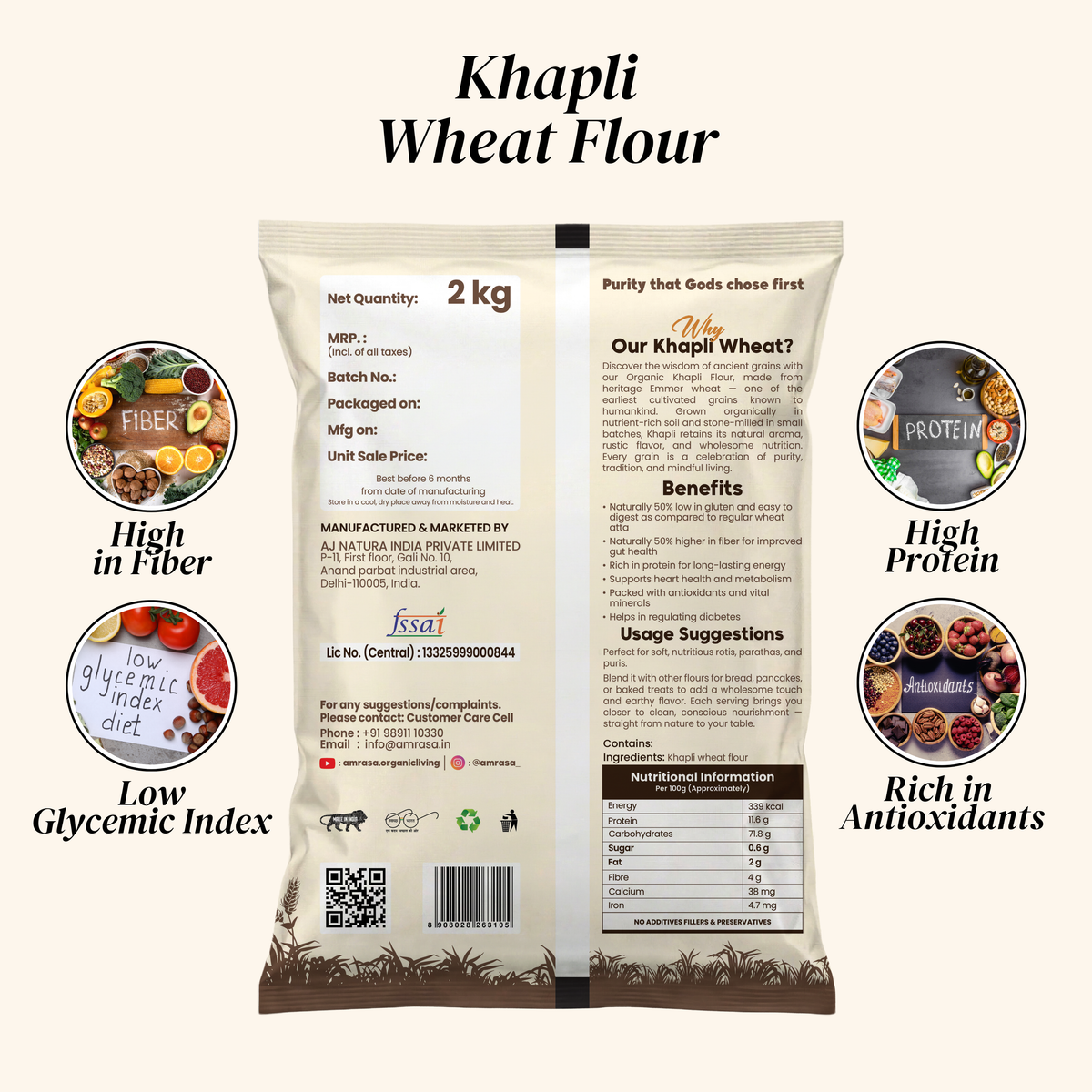 Khapli Stone-Grounded Wheat Flour