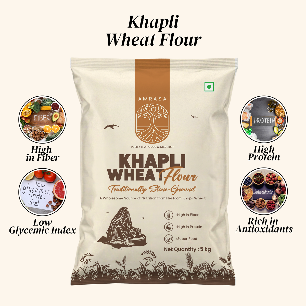 Khapli Stone-Grounded Wheat Flour 5 KG