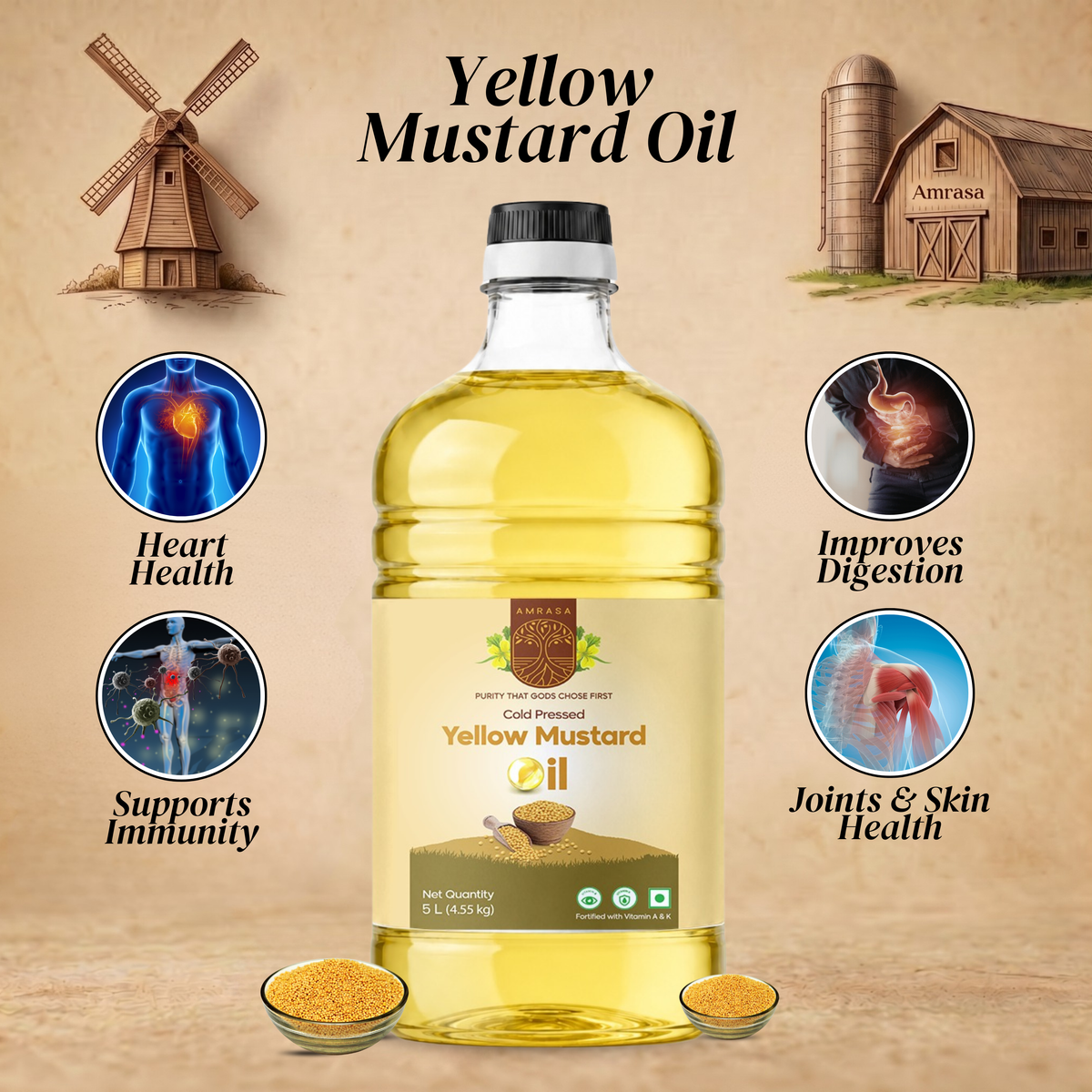 Cold Pressed Yellow Mustard Oil 5 Litres